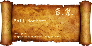 Bali Norbert névjegykártya